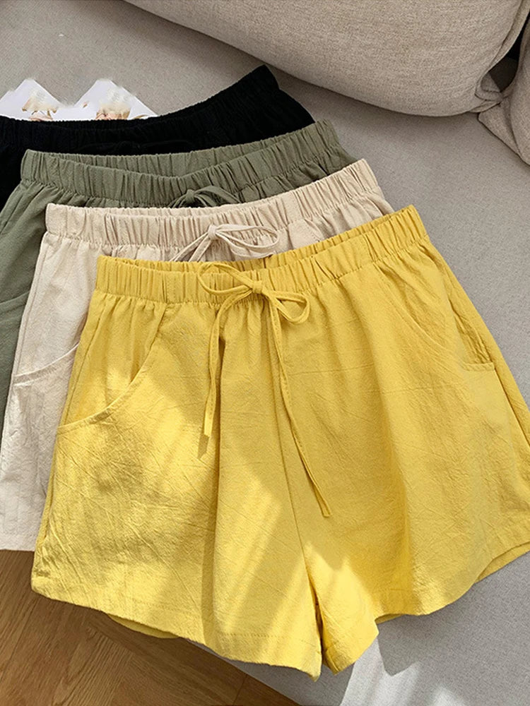 SMVP Casual Linen Shorts Women Gym Workout Shorts Short Pants High Waisted Black Ladies Short Femme Women Shorts Sport Femme