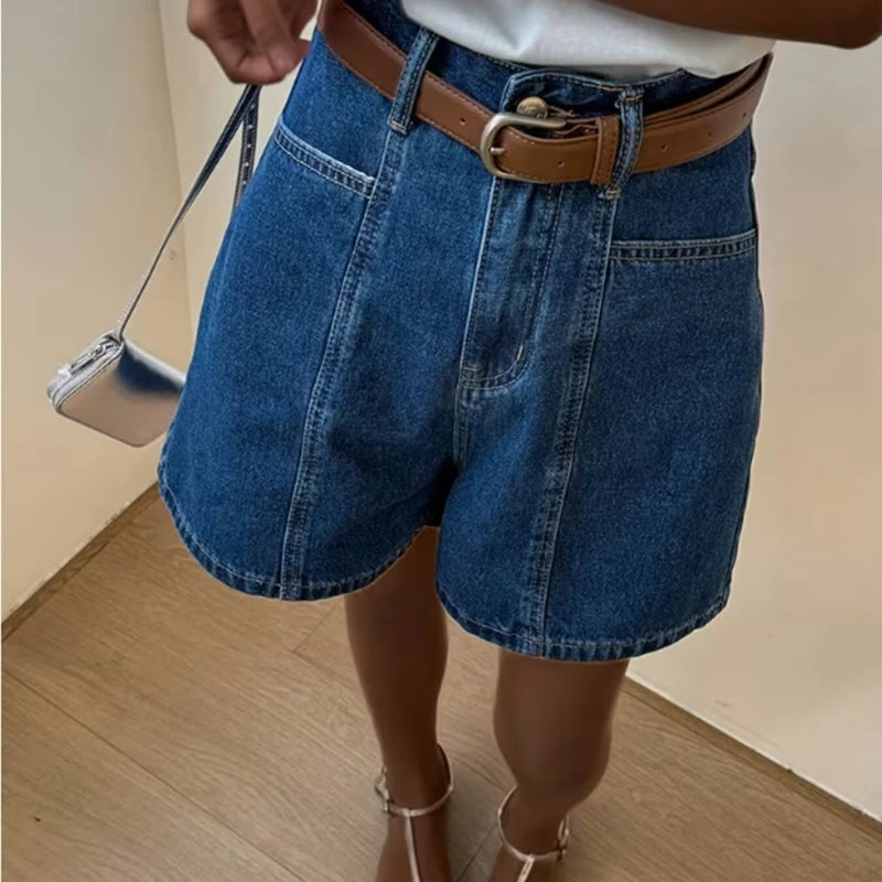 Women's New European and American Loose Casual Retro Comfortable Leg Length Four Quarter Pants Trendy Denim Wide Leg Shorts