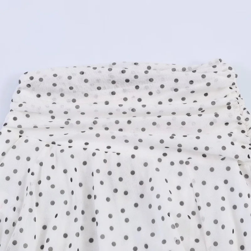 Summer Polka Dot A-Line Long Skirt Women High Waist Pleated MIDI Skirts Female Elegant Holidays Wear 2026 New
