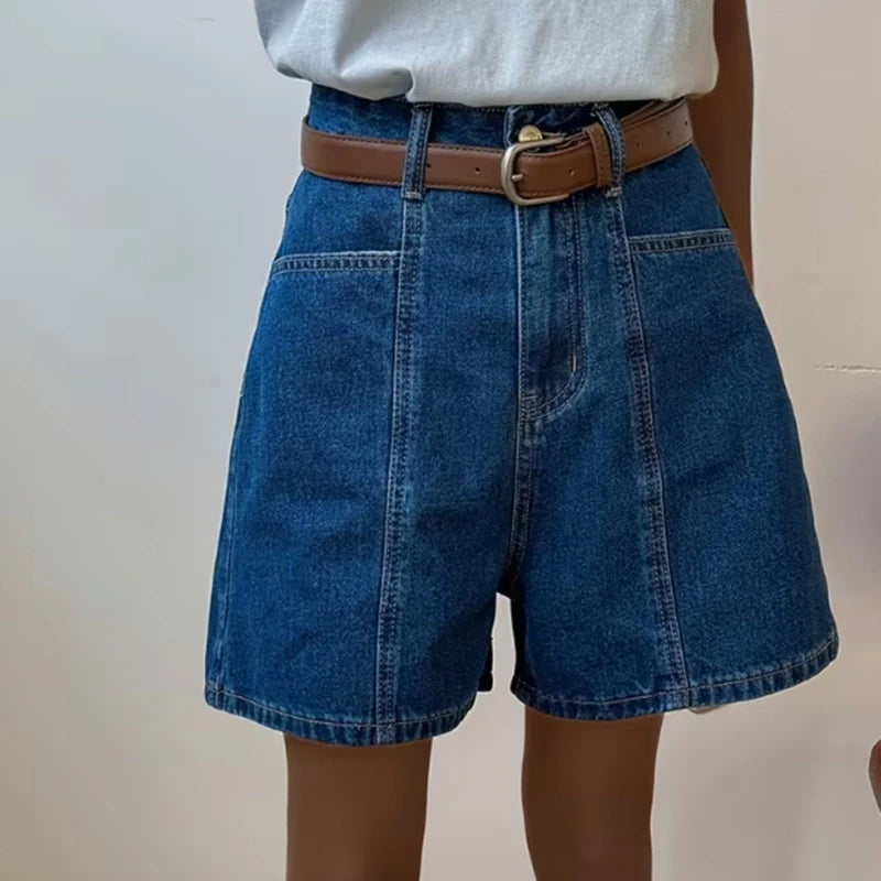 Women's New European and American Loose Casual Retro Comfortable Leg Length Four Quarter Pants Trendy Denim Wide Leg Shorts