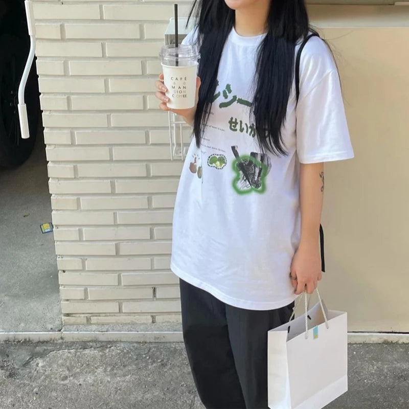 Y2k Japanese Streetwear T-Shirts Female Oversized Harajuku Funny T Shirts Egirl Korean Fashion Graphic Tees Tops Women Clothing