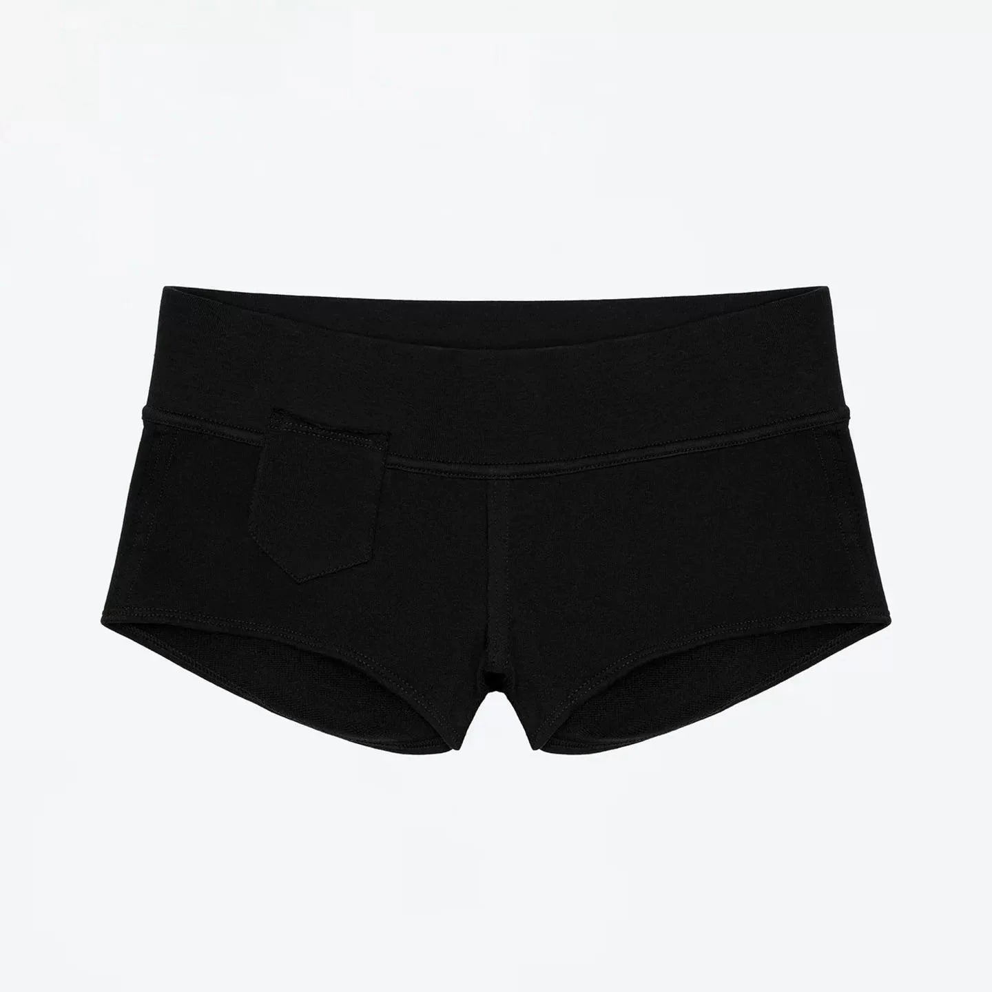 Tank gray low-waisted tight shorts black wide waist elastic waist design vertical cut pocket shorts
