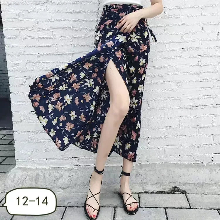 Women Floral Print Chiffon Skirt Beach Bikini Cover Up Wrap Scarf Swimwear Pareo Sarong Dress Solid Ruffle Casual Beach Dress