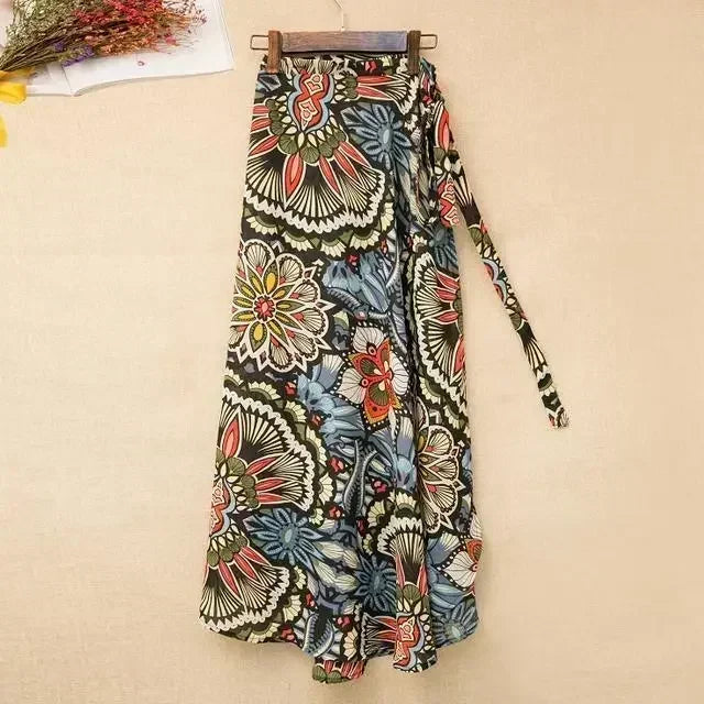 Women Floral Print Chiffon Skirt Beach Bikini Cover Up Wrap Scarf Swimwear Pareo Sarong Dress Solid Ruffle Casual Beach Dress