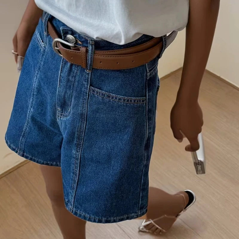 Women's New European and American Loose Casual Retro Comfortable Leg Length Four Quarter Pants Trendy Denim Wide Leg Shorts